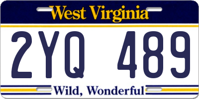 WV license plate 2YQ489
