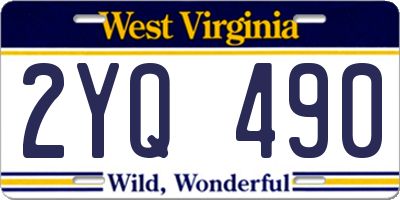 WV license plate 2YQ490