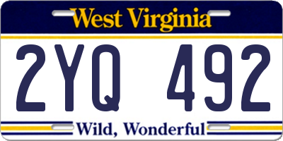 WV license plate 2YQ492