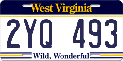 WV license plate 2YQ493