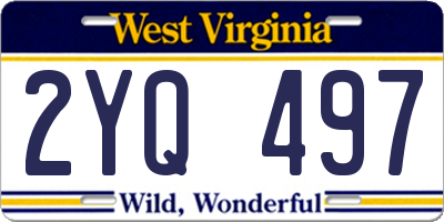 WV license plate 2YQ497