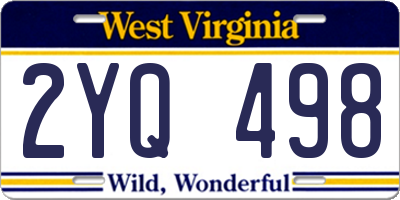 WV license plate 2YQ498