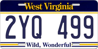 WV license plate 2YQ499