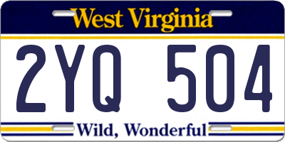 WV license plate 2YQ504