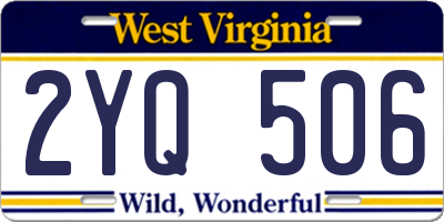 WV license plate 2YQ506