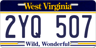 WV license plate 2YQ507