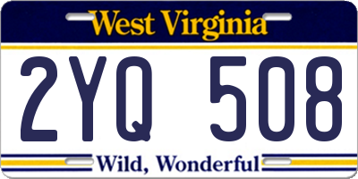 WV license plate 2YQ508
