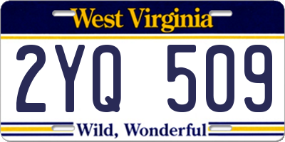 WV license plate 2YQ509