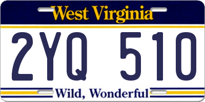 WV license plate 2YQ510