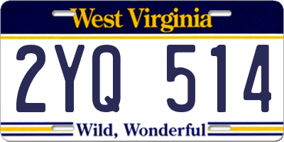 WV license plate 2YQ514