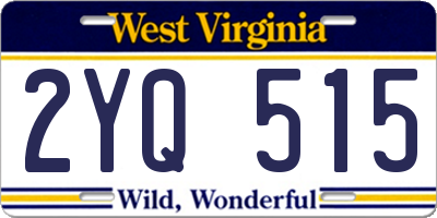 WV license plate 2YQ515