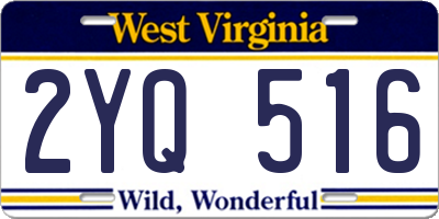 WV license plate 2YQ516