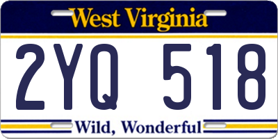WV license plate 2YQ518