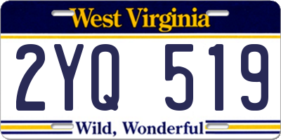 WV license plate 2YQ519