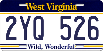 WV license plate 2YQ526