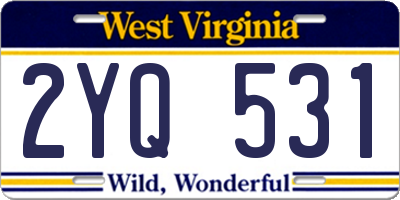WV license plate 2YQ531