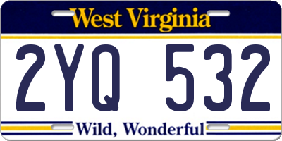 WV license plate 2YQ532