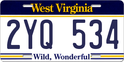 WV license plate 2YQ534