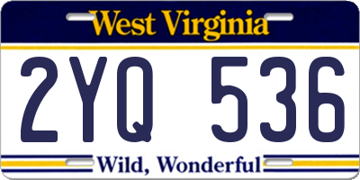 WV license plate 2YQ536