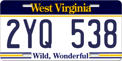 WV license plate 2YQ538