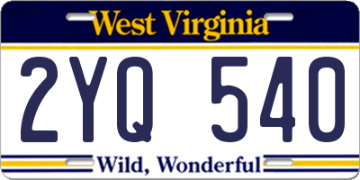 WV license plate 2YQ540