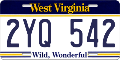 WV license plate 2YQ542