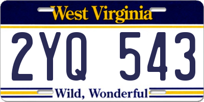WV license plate 2YQ543