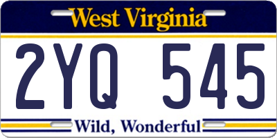 WV license plate 2YQ545