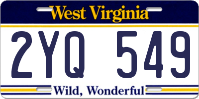 WV license plate 2YQ549