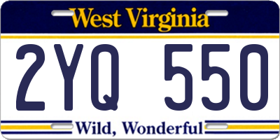WV license plate 2YQ550