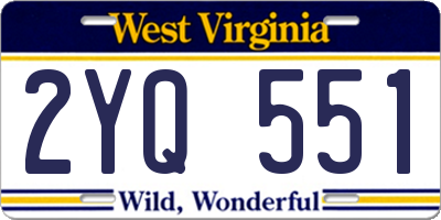 WV license plate 2YQ551