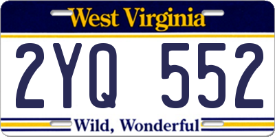 WV license plate 2YQ552