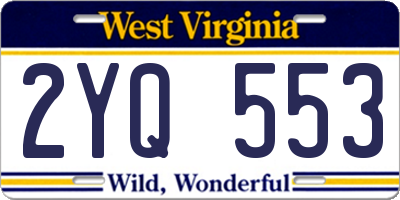 WV license plate 2YQ553
