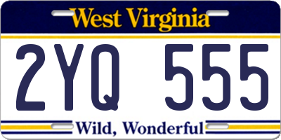 WV license plate 2YQ555