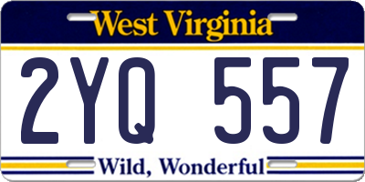 WV license plate 2YQ557