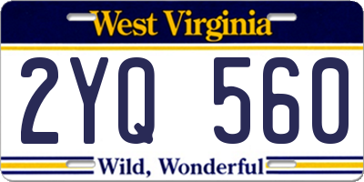 WV license plate 2YQ560