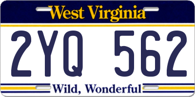 WV license plate 2YQ562