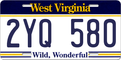 WV license plate 2YQ580