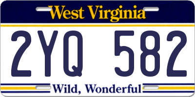 WV license plate 2YQ582