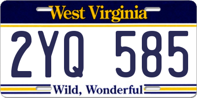 WV license plate 2YQ585