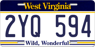 WV license plate 2YQ594