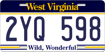 WV license plate 2YQ598