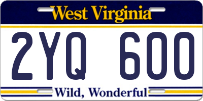 WV license plate 2YQ600