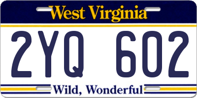 WV license plate 2YQ602