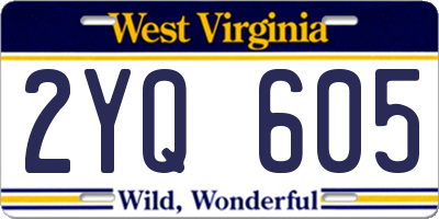 WV license plate 2YQ605