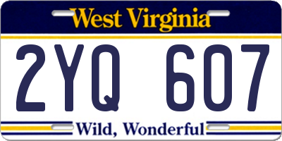 WV license plate 2YQ607