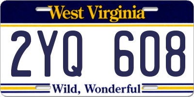 WV license plate 2YQ608