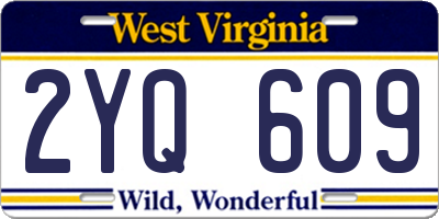 WV license plate 2YQ609