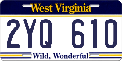 WV license plate 2YQ610
