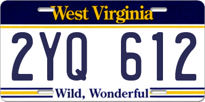 WV license plate 2YQ612